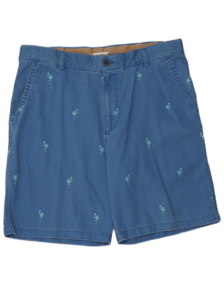 IZOD Herren Salt Water Chino Shorts W36 Große blau gepunktete Baumwolle