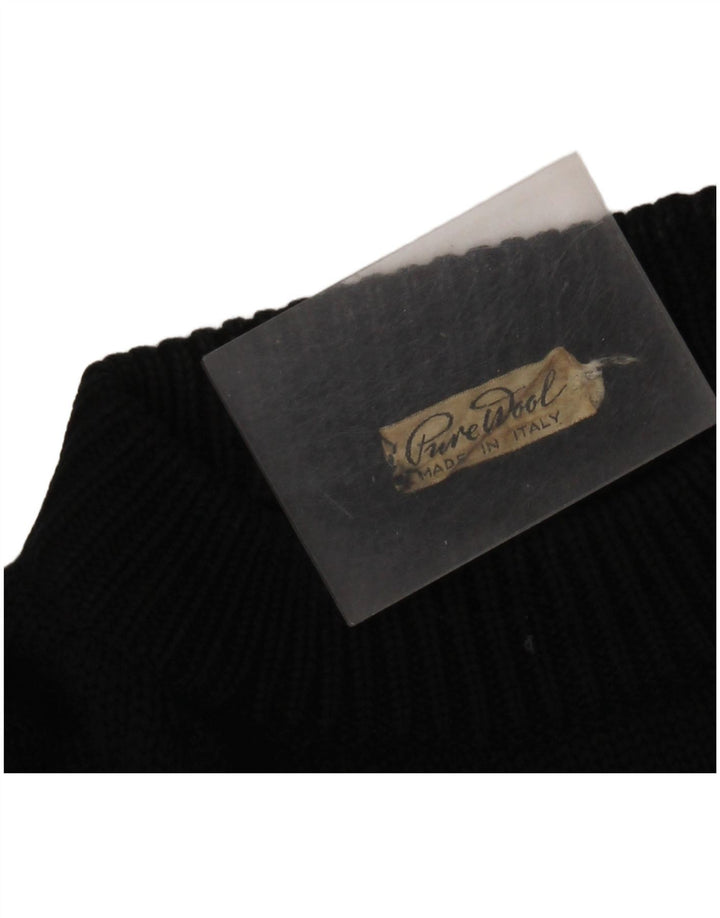 Vintage Herren Rollkragenpullover Pullover Medium Schwarz Fair Isle Weihnachten