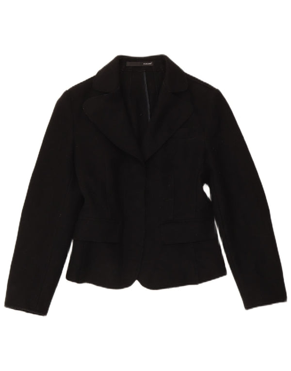 Paoloni Damen Blazer Jacke IT 42 Mittelschwarze Wolle