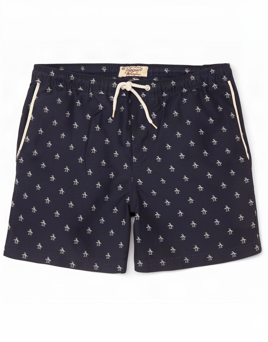 Penguin Badeshorts für Herren mit Grafik, mittelgroß, Marineblau