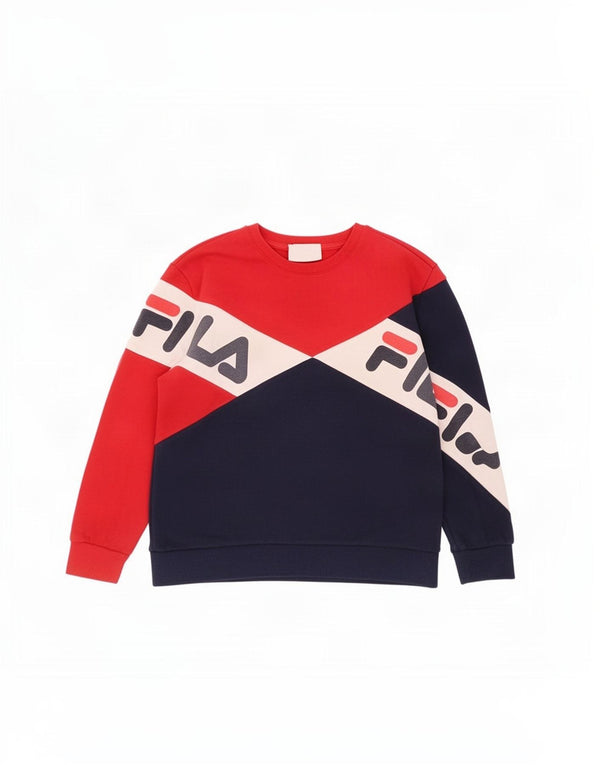 Fila Damen Grafik-Sweatshirt-Pullover UK 18 XL Marineblau Colourblock-Baumwolle