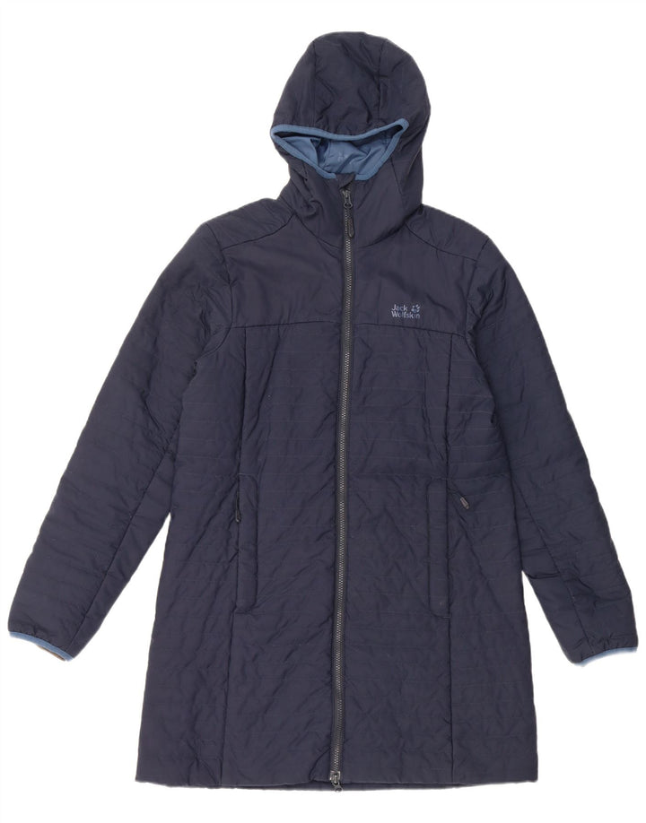 Jack Wolfskin Wattierter Damenmantel mit Kapuze, UK 12, Mittelmarineblau, Polyester