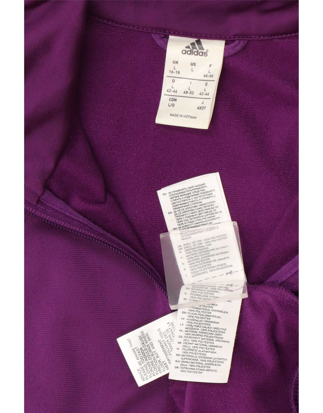 Adidas Damen Trainingsanzug Top Jacke UK 16/18 Large Lila Polyester