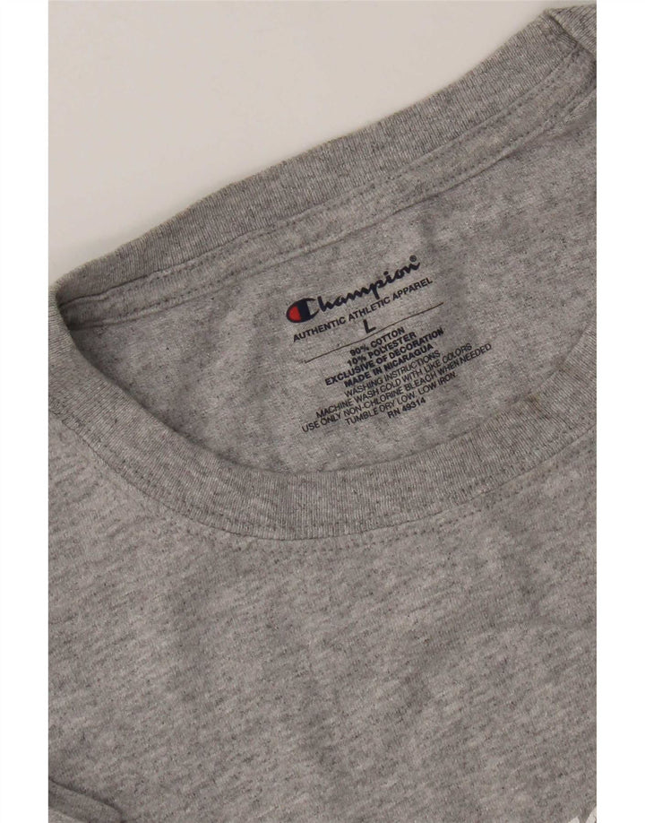 Champion Herren-T-Shirt mit Grafik, Größe L, aus grauer Baumwolle