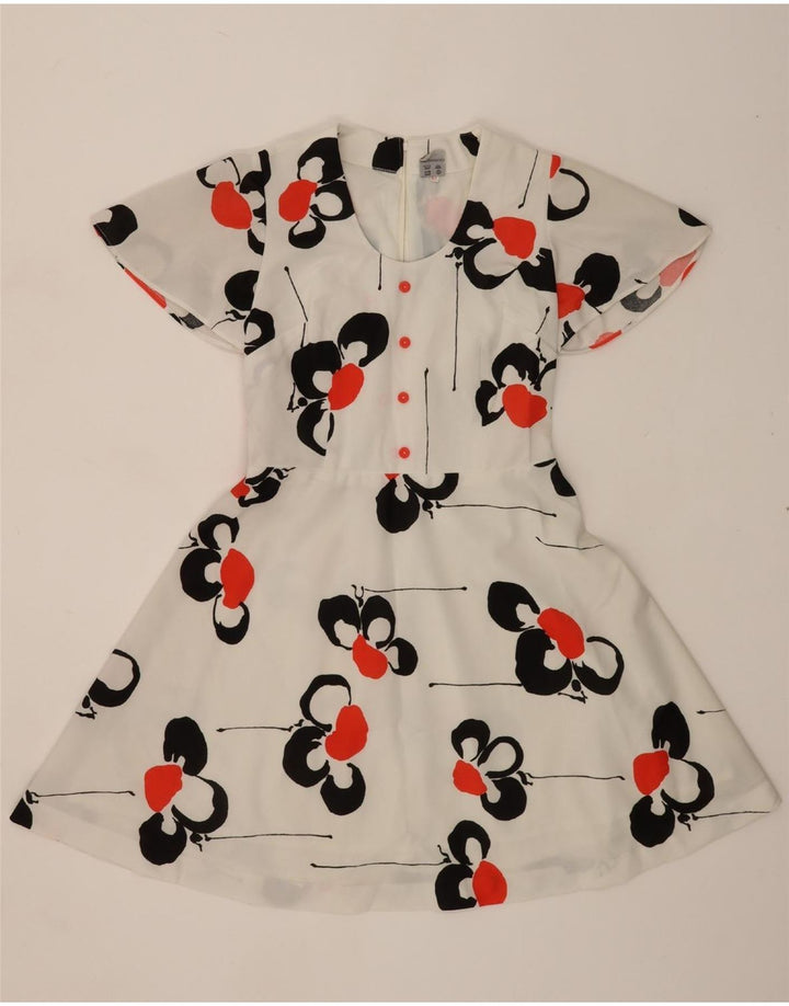 DIOLEN LOFT Womens A-Line Dress IT 42 Medium White Floral Polyester Vintage Diolen Loft and Second-Hand Diolen Loft from Messina Hembry 