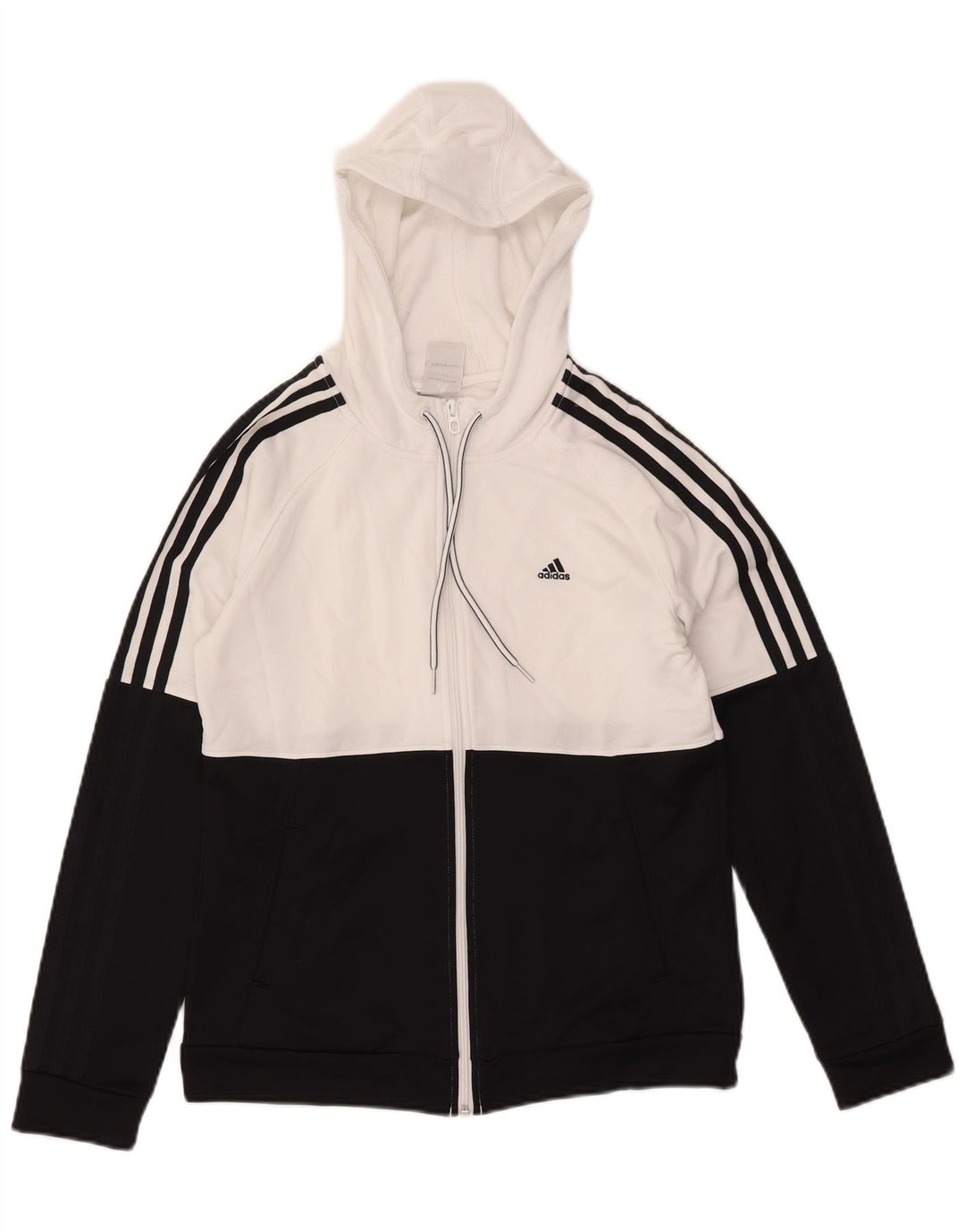ADIDAS Damen-Kapuzenpullover mit Reißverschluss, UK 12/14, Mittelweiß, Farbblock