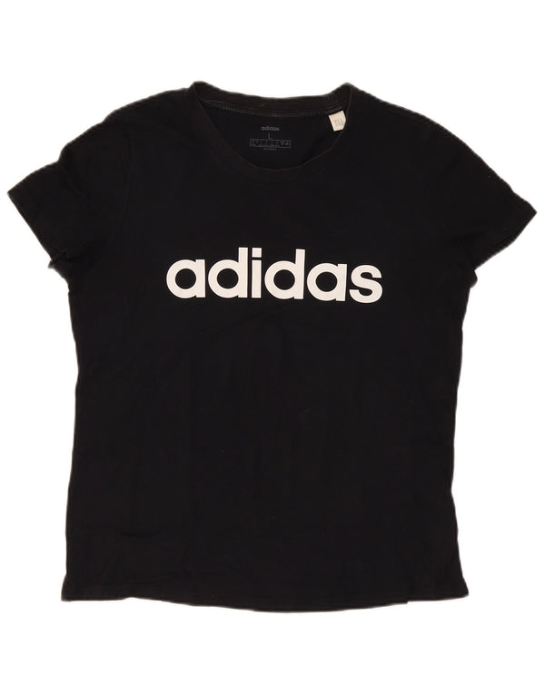 Adidas Damen Grafik T-Shirt Top UK 16/18 Große schwarze Baumwolle