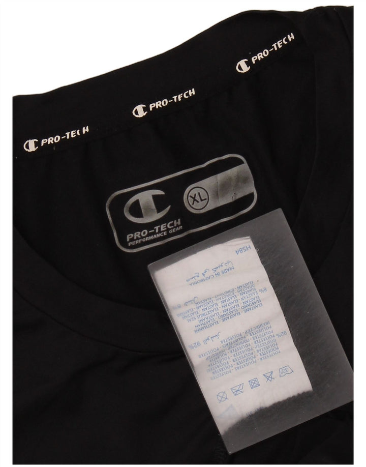 CHAMPION Herren Grafik T-Shirt Top XL Schwarz Polyester