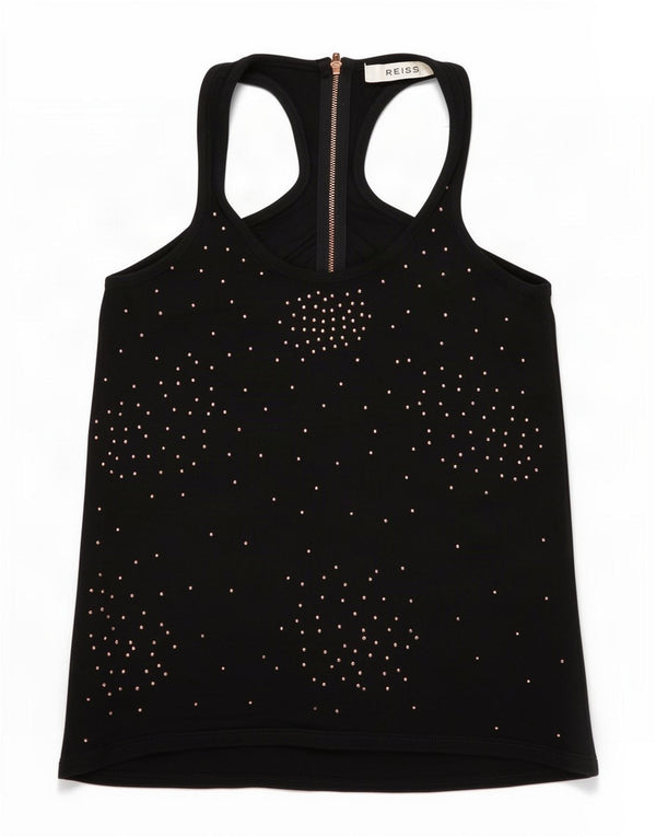 Reiss Damen Weste Top UK 10 Small Schwarz Viskose