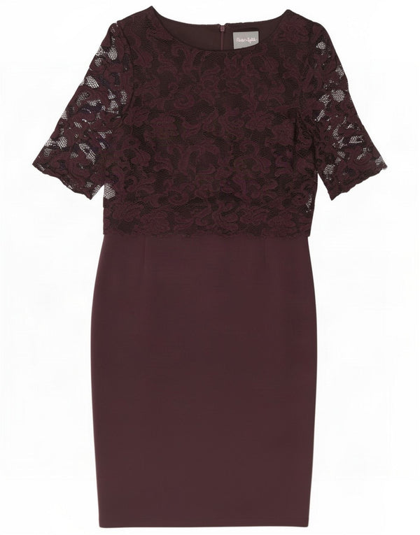 Phase Eight Damen Etuikleid UK 12 Medium Burgundy Floral Viscose