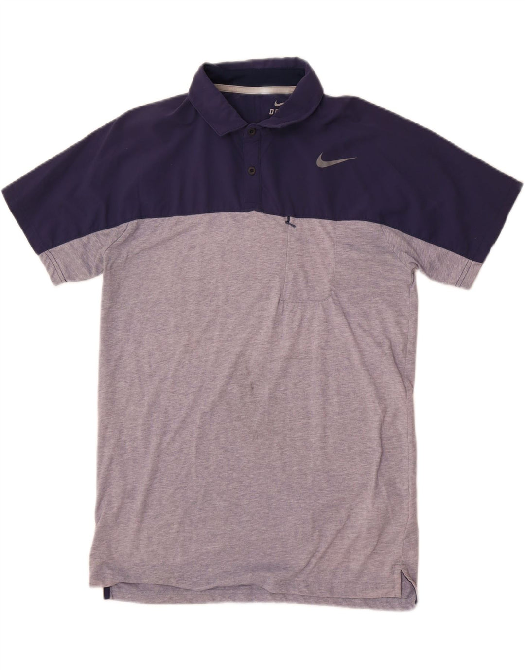 Nike Herren Dri Fit Poloshirt, großes graues Colourblock-Nylon
