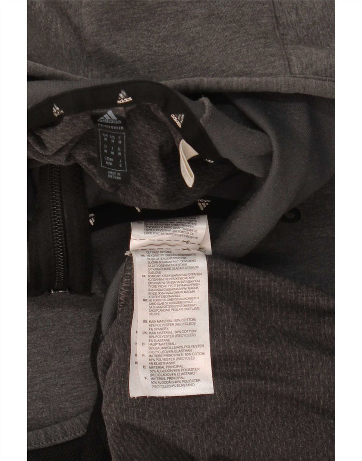 Adidas Herren-Kapuzenpullover mit Reißverschluss, mittelgraue Baumwolle