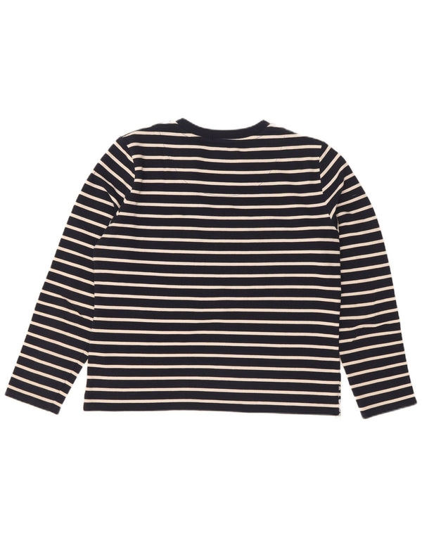 Superdry Damen Übergroßes Top Langarm UK 10 Small Marineblau gestreift