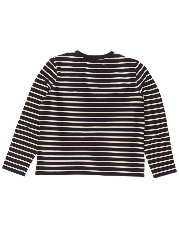 Superdry Damen Übergroßes Top Langarm UK 10 Small Marineblau gestreift