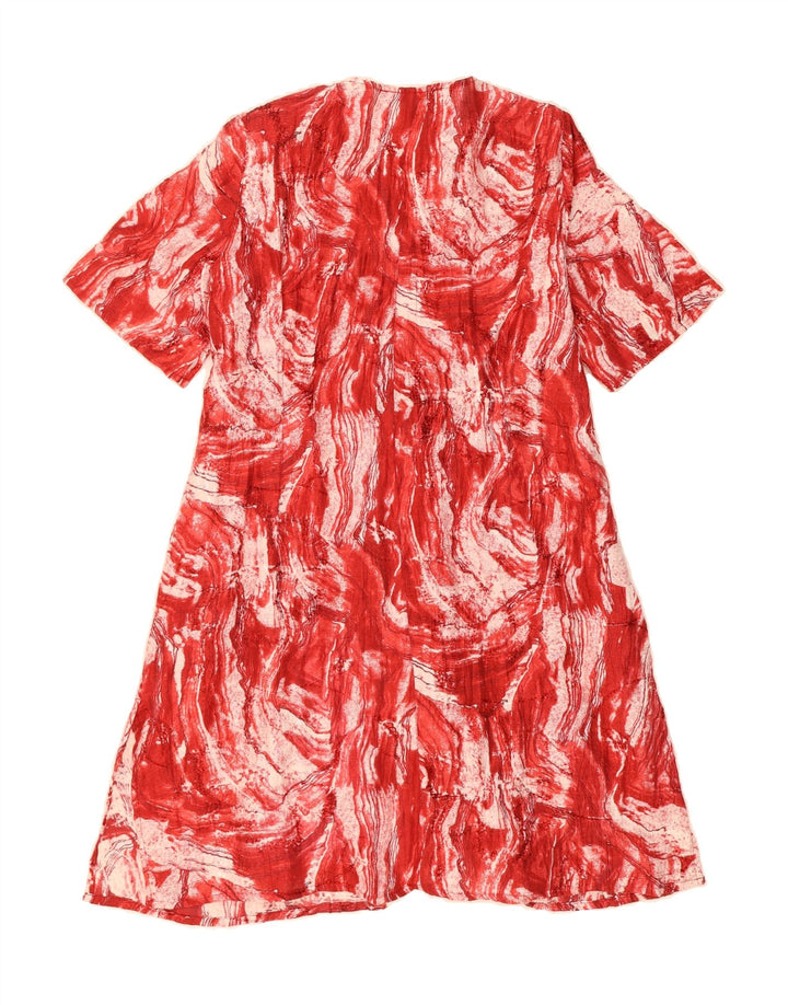 ALAIN WEIZ Womens Abstract Pattern A-Line Dress UK 16 Large  Red Linen Vintage Alain Weiz and Second-Hand Alain Weiz from Messina Hembry 