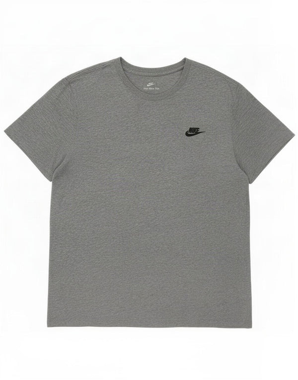 Nike Herren T-Shirt Top Large Grau Baumwolle