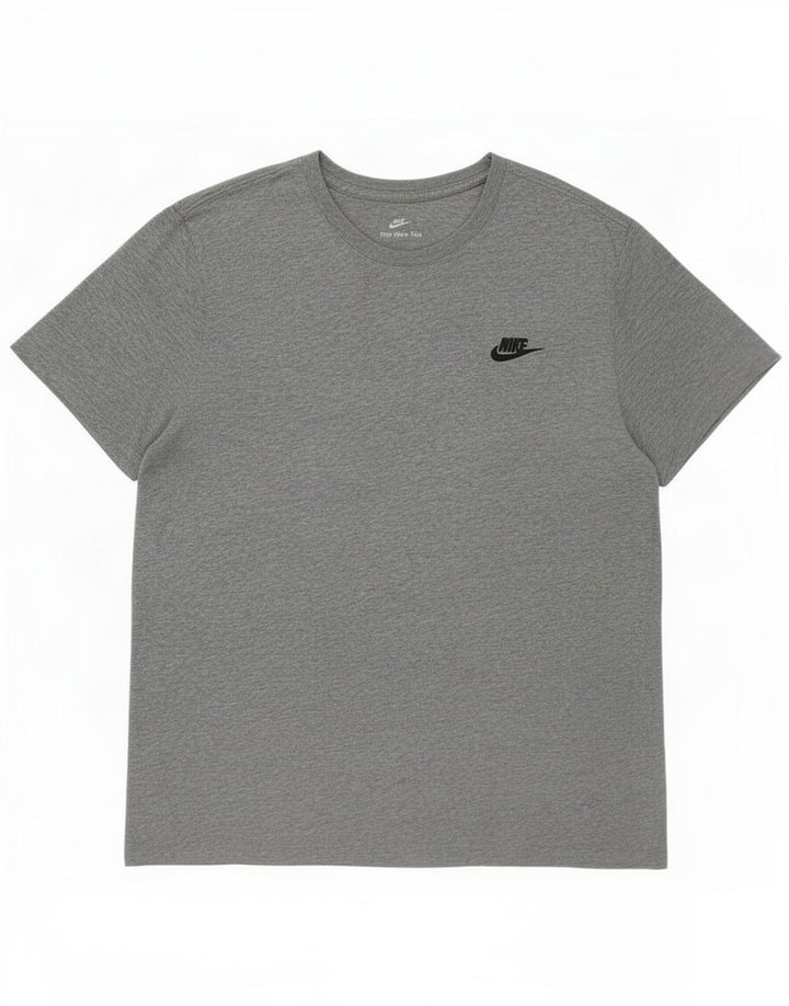 Nike Herren T-Shirt Top Large Grau Baumwolle