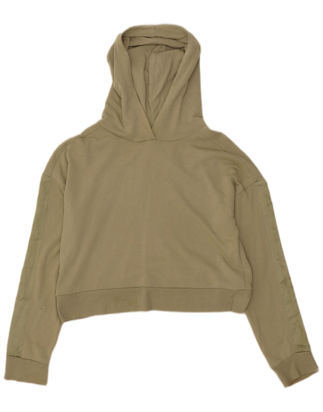 Topshop Damen Crop Hoodie Pullover UK 14 Medium Khaki Polyester
