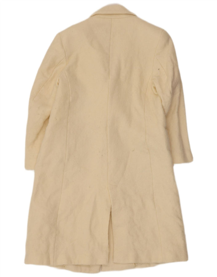 Zweireihiger Mantel für Damen von Zara, UK 14, mittlere, cremefarbene Wolle