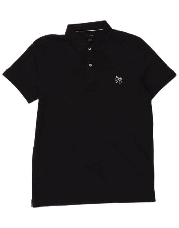 Massimo Dutti Mens Regular Fit Polo Shirt Medium Navy Blue Cotton