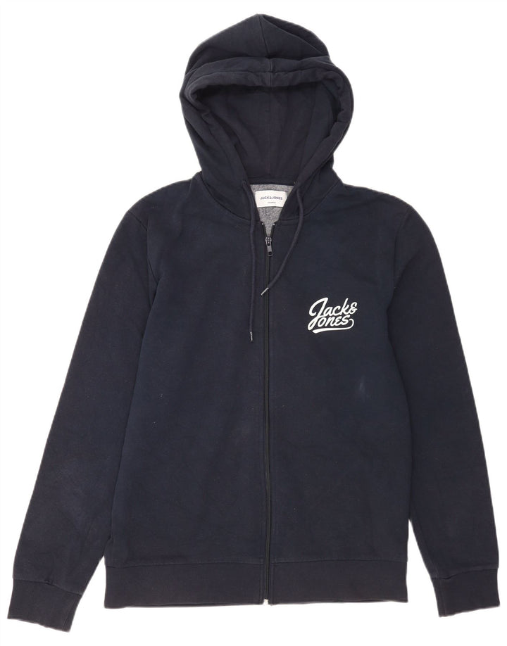 Jack & Jones Herren-Kapuzenpullover mit grafischem Reißverschluss, mittelmarineblaue Baumwolle