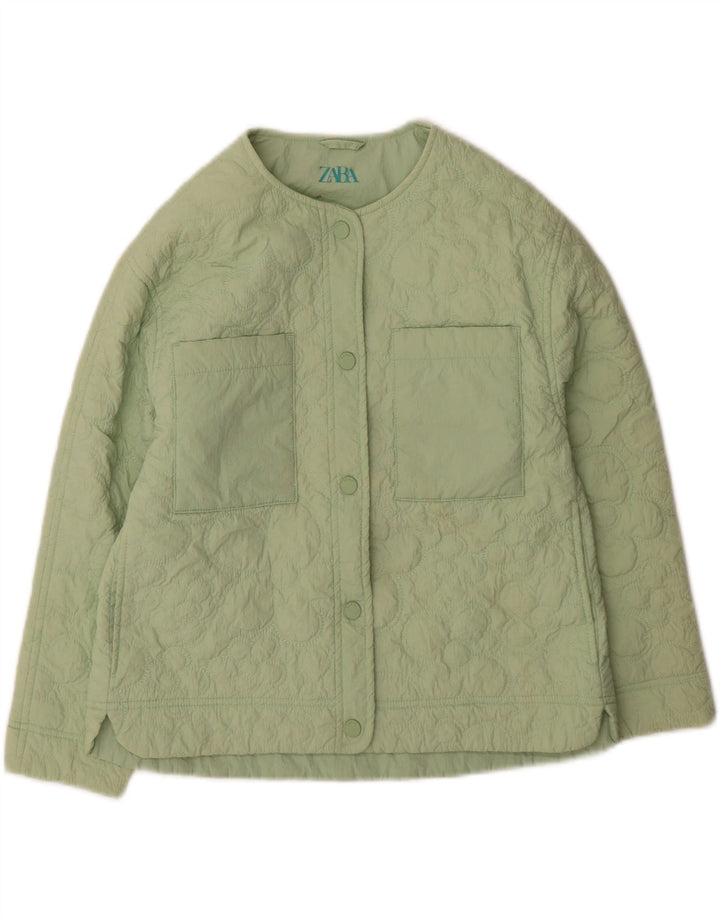 Zara Damen Steppjacke UK 4 XS Grünes Nylon