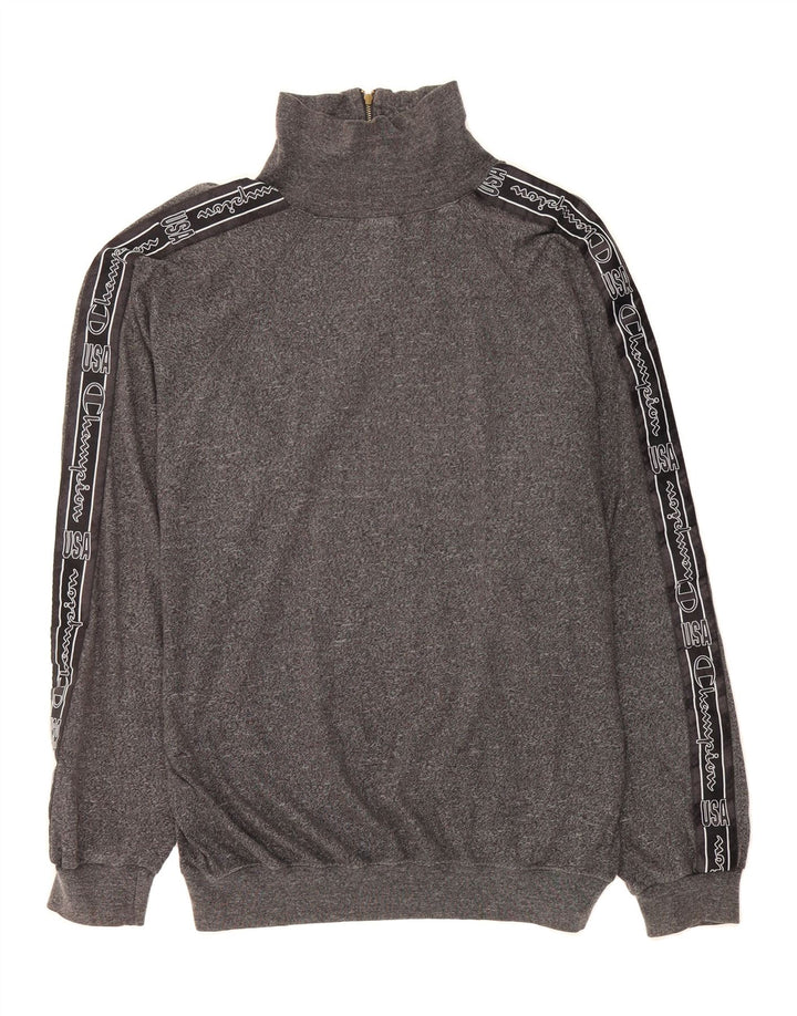 CHAMPION Mens Graphic Zip Neck Sweatshirt Jumper 2XL Grey Vintage Champion and Second-Hand Champion from Messina Hembry 