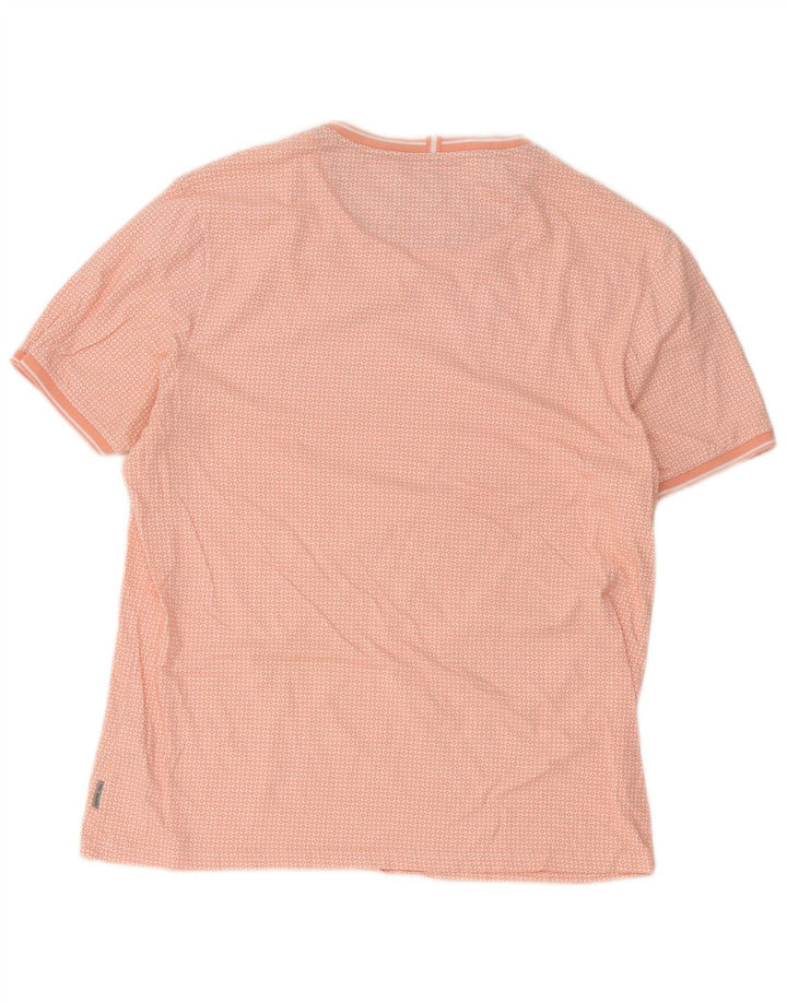 Ted Baker Herren T-Shirt Top Größe 5 XL rosa geometrische Baumwolle