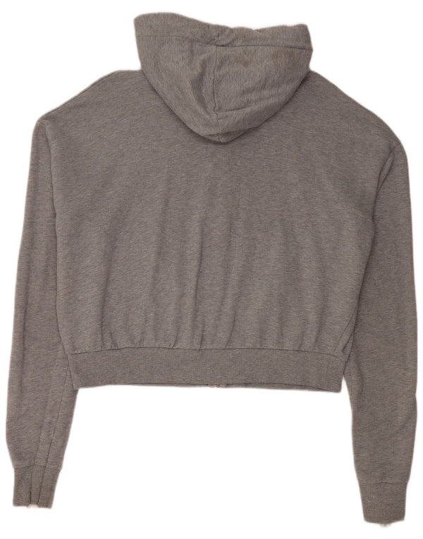 Topshop Womens Crop Oversized Zip Hoodie Pullover UK 12 Mittelgrau gefleckt