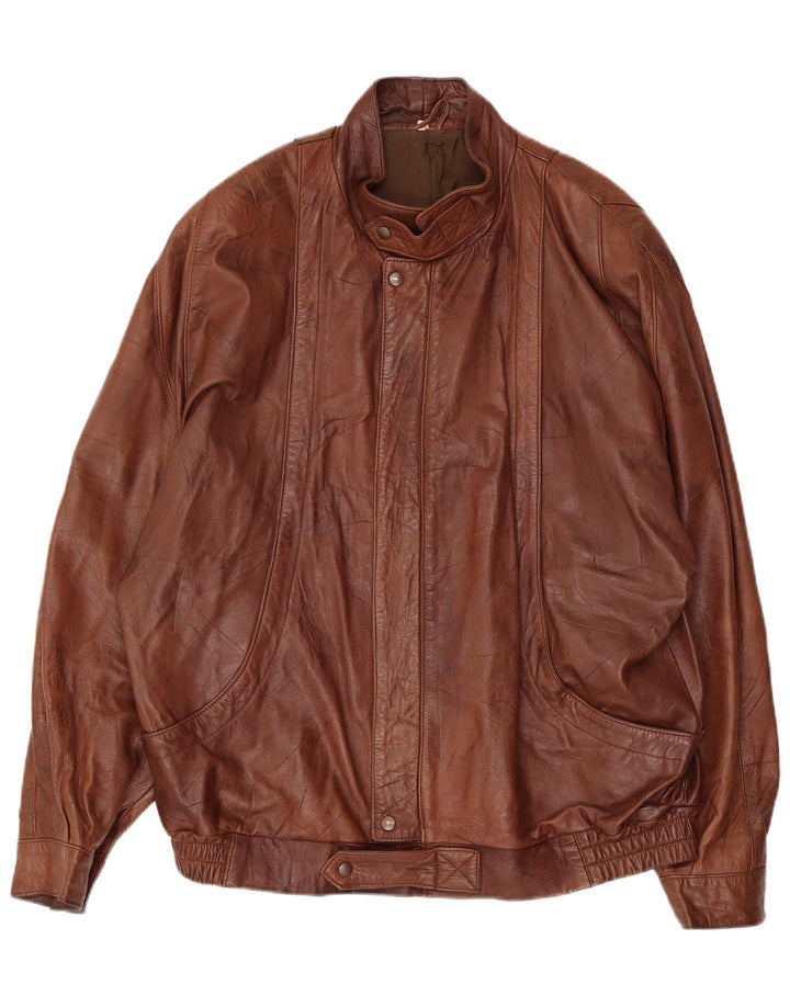 Vintage Herren Lederjacke IT 54 2XL Braunes Leder