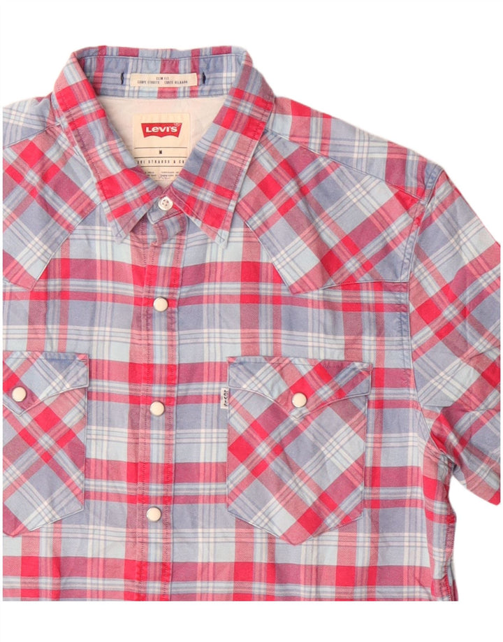 Levi's Herren Slim Fit Kurzarmhemd Mittelrot kariert Baumwolle