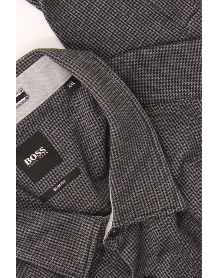 Hugo Boss Herren Slim Fit Hemd 2XL Schwarz Hahnentritt