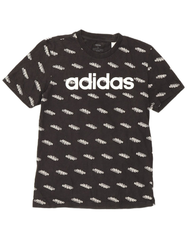 Adidas Damen Grafik T-Shirt Top UK 10 Small Schwarz Baumwolle