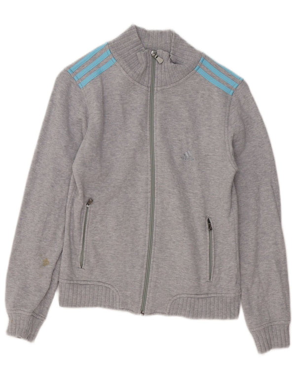 Adidas Damen Trainingsanzug Top Jacke UK 6 XS Grau gefleckte Baumwolle