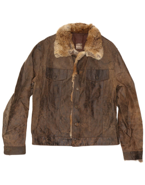 MAYS Herren Lederjacke UK 40 Großes braunes Leder