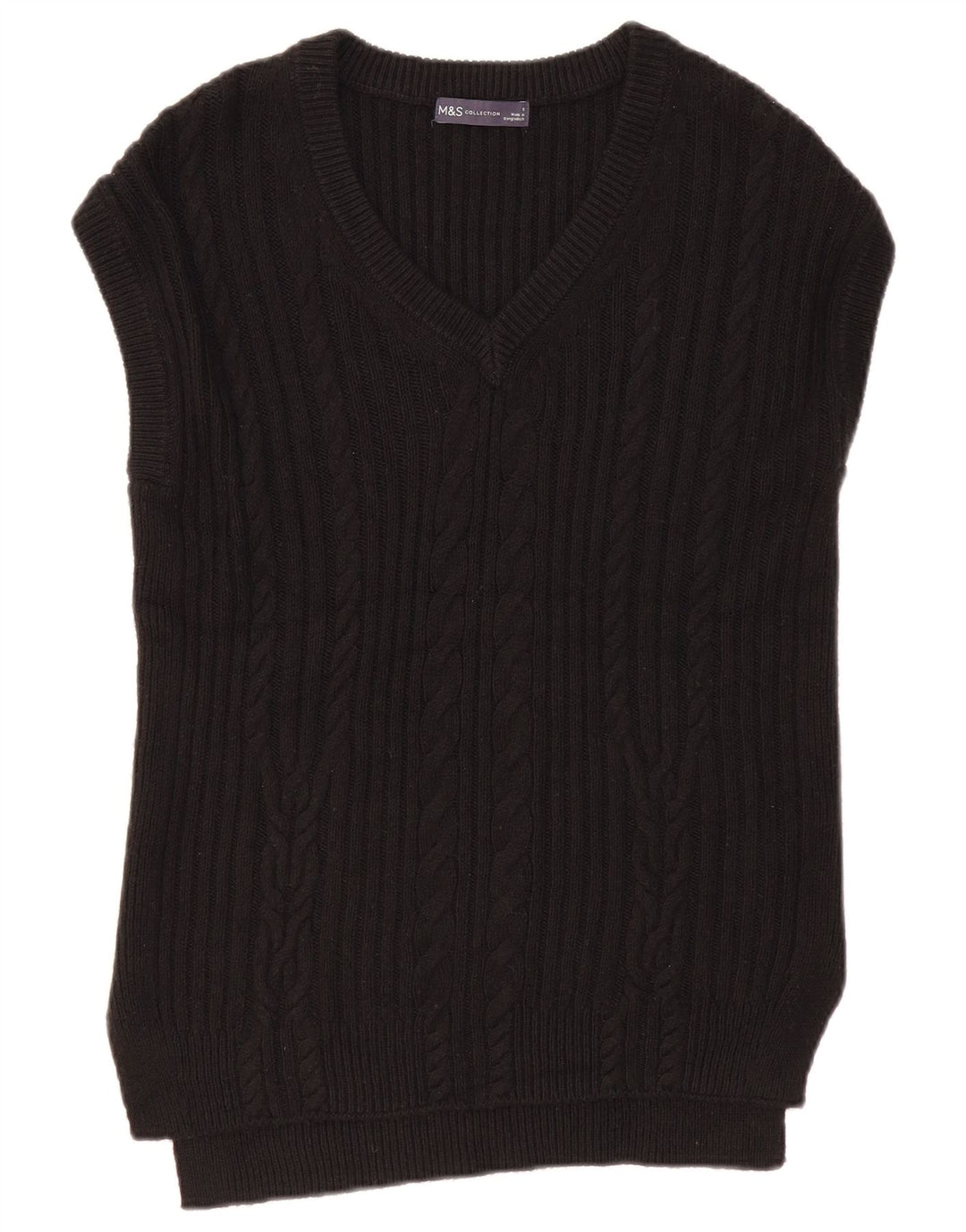 MARKS & SPENCER Damen-Tanktop in Übergröße, Gr. 10, Größe S, Schwarz, Baumwolle