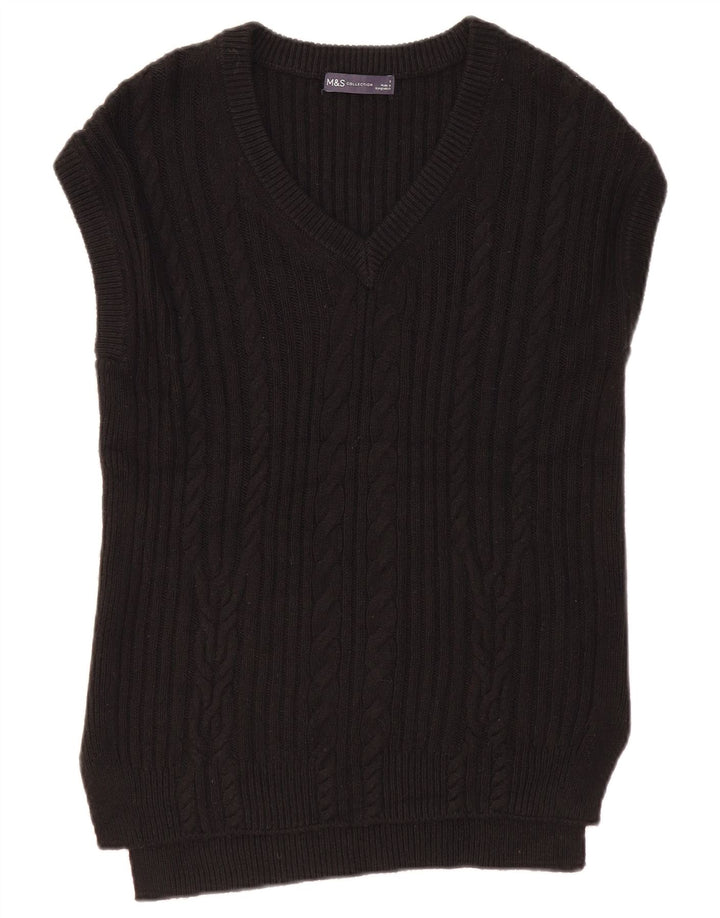 MARKS & SPENCER Damen-Tanktop in Übergröße, Gr. 10, Größe S, Schwarz, Baumwolle