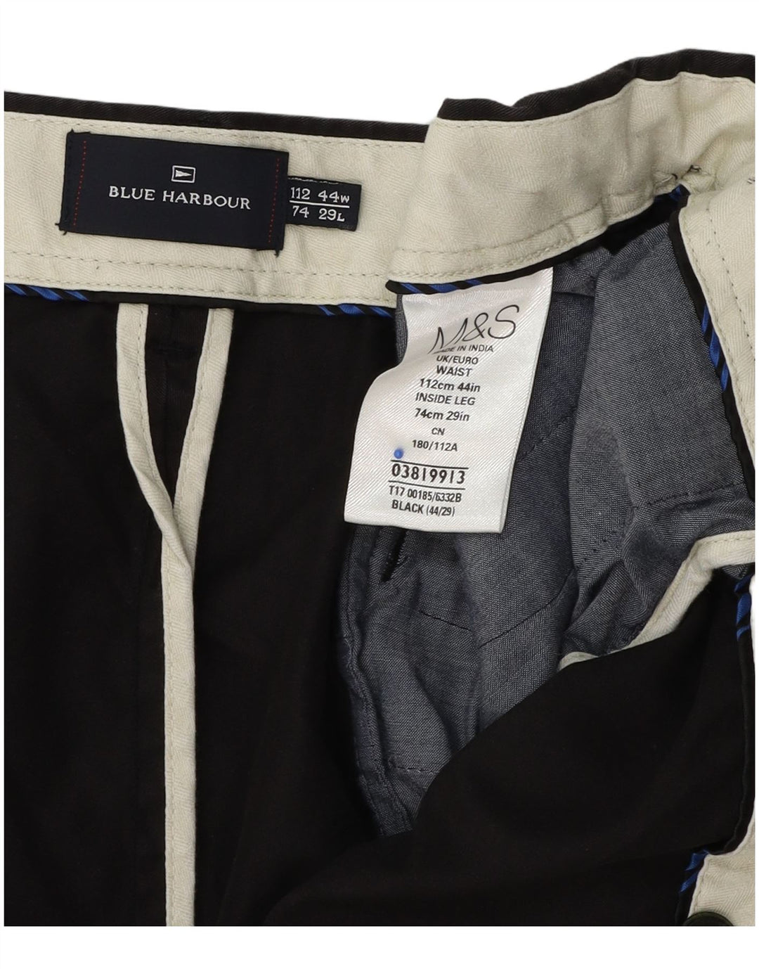 Marks & Spencer Herren Blue Harbor Regular Fit Chinohose W44 L29 Schwarz