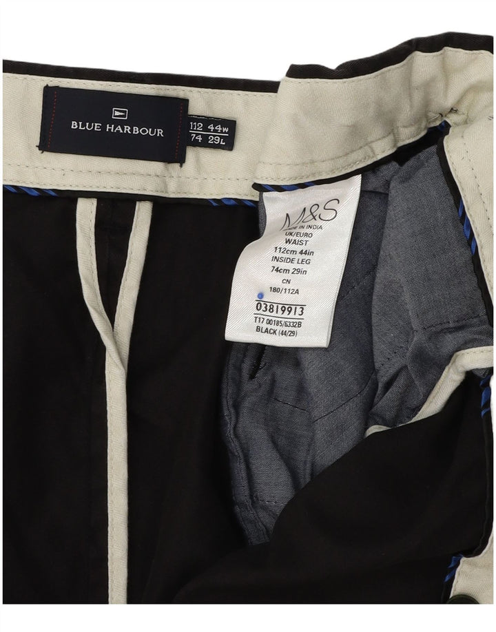 Marks & Spencer Herren Blue Harbor Regular Fit Chinohose W44 L29 Schwarz