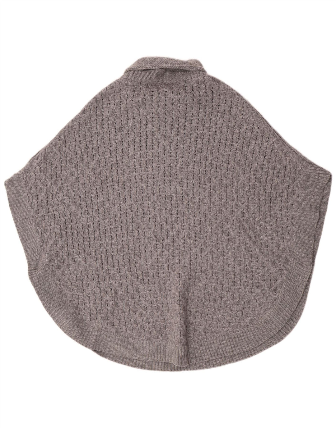 Massimo Dutti Damen-Ponchopullover mit Schalkragen, UK 14, mittelgraue Wolle