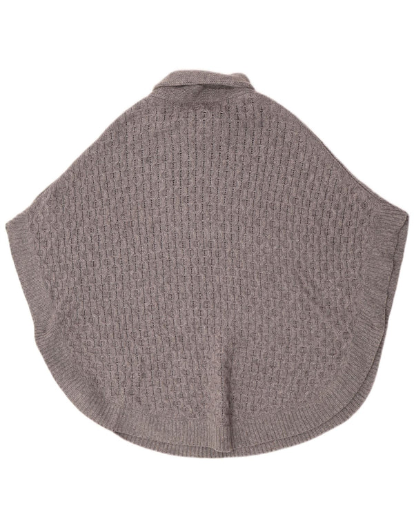 Massimo Dutti Damen-Ponchopullover mit Schalkragen, UK 14, mittelgraue Wolle
