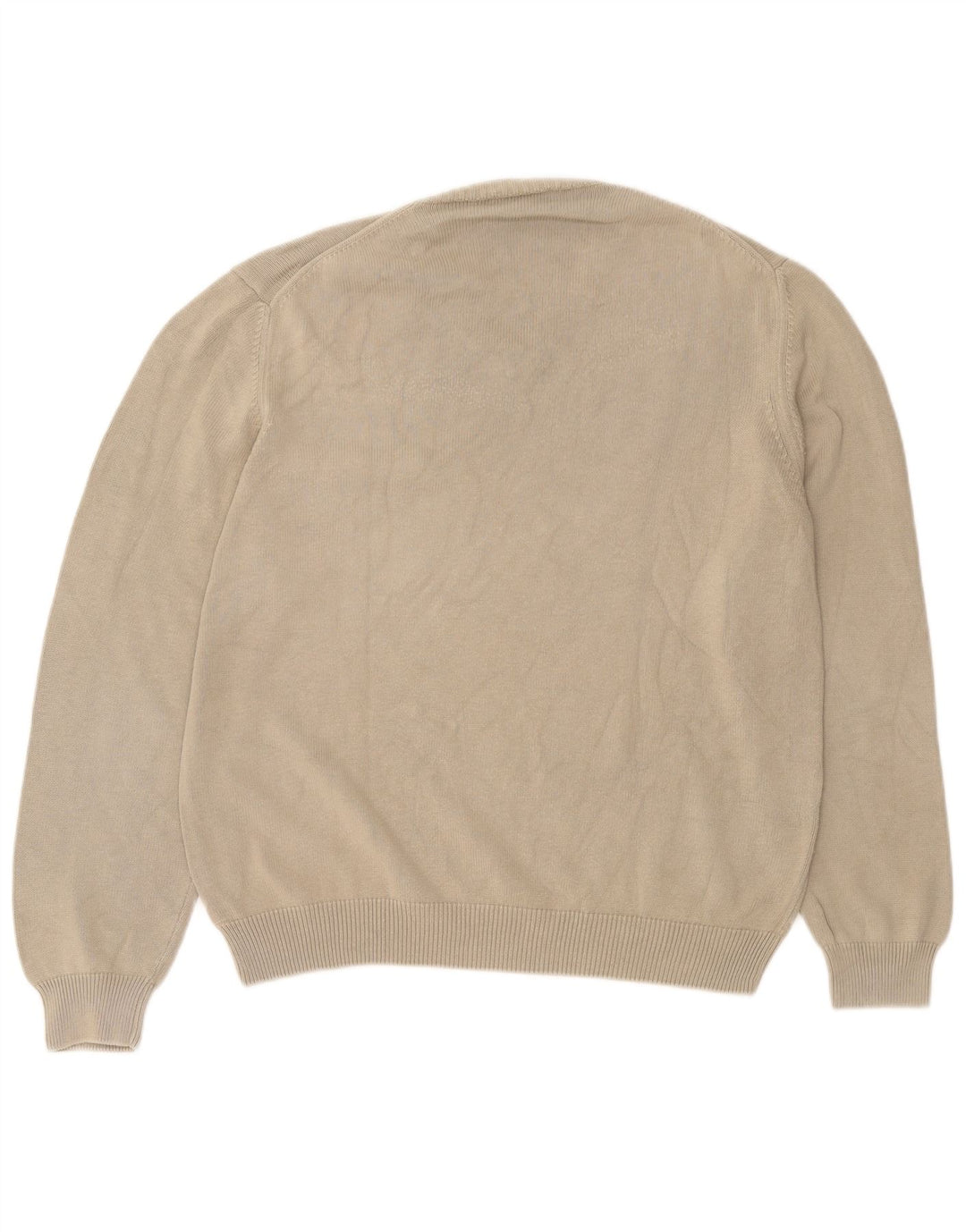 Henry Cottons Herren-Pullover mit V-Ausschnitt, groß, beige Baumwolle
