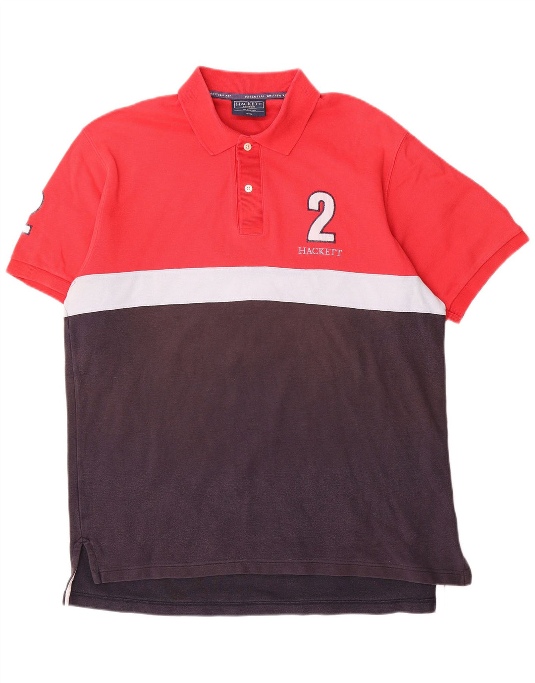 Hackett Herren-Poloshirt mit Grafik, groß, rot, Colourblock-Baumwolle