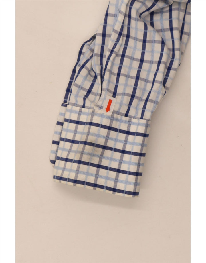 Ted Baker Herrenhemd, Größe 3, mittelblau, kariert, Baumwolle
