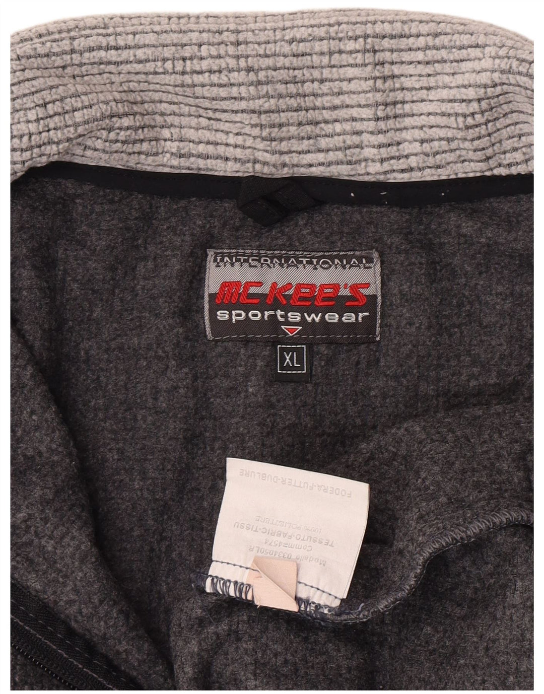MC Kee's Herren-Fleecepullover mit Reißverschluss am Hals, XL, graues Farbblock-Polyester