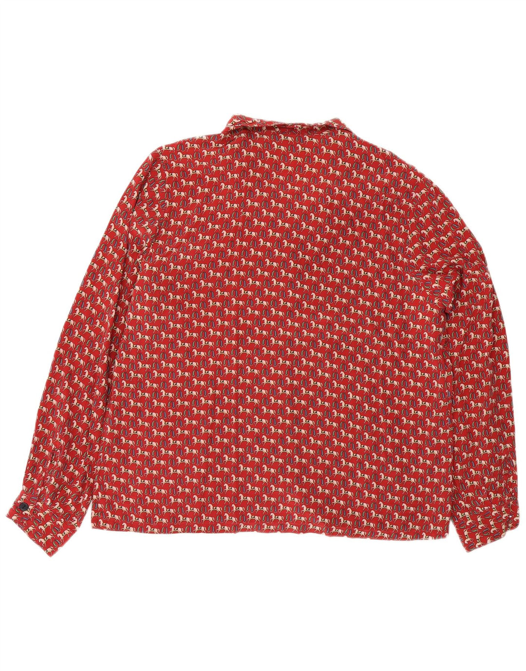 Ball On Damen-Hemdbluse mit abstraktem Muster, EU 40, mittelrote Seide