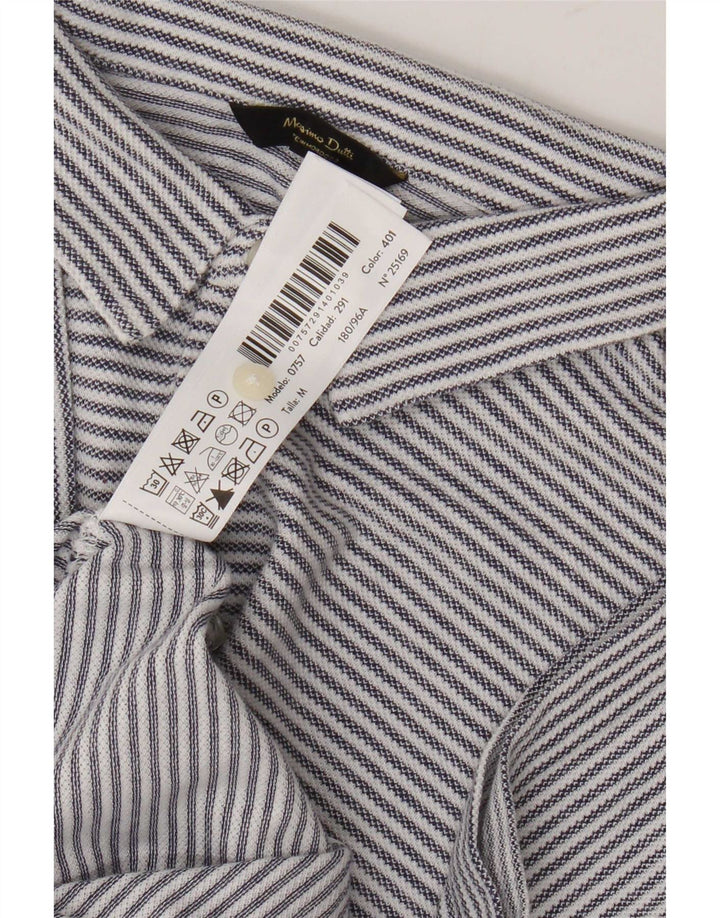 Massimo Dutti Herren-Poloshirt aus mittelblauer Nadelstreifen-Baumwolle