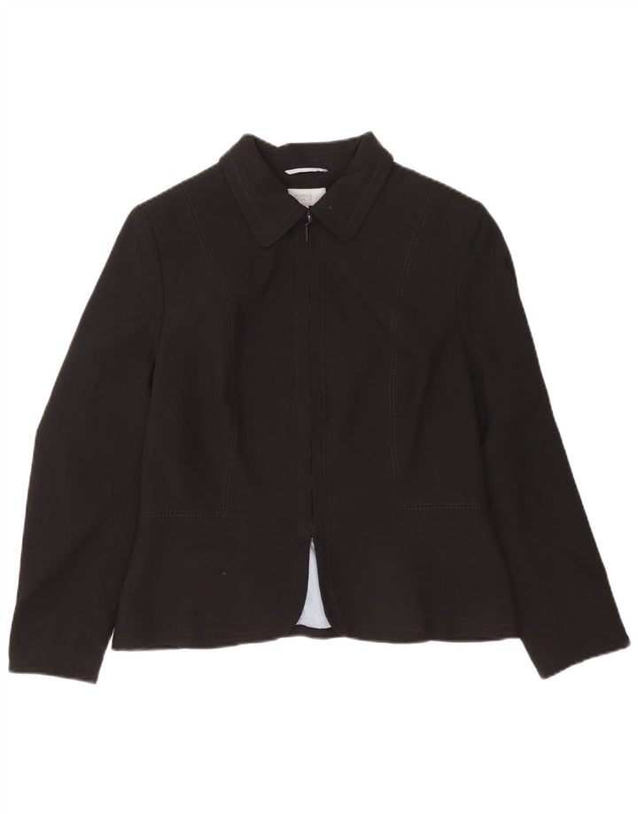 Marks & Spencer Womens Petite Full Zip Blazer Jacke UK 14 Medium Schwarz