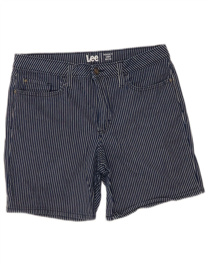 LEE Womens Mid Rise Regular Fit Denim Shorts US 12 Large W30 Navy Blue