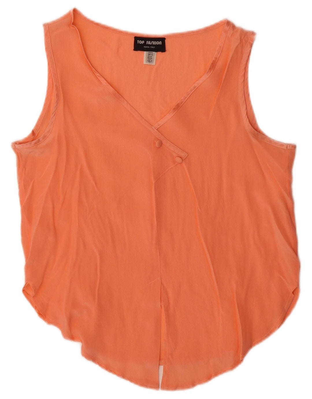 Vintage Damen Weste Top UK 14 Große Orange Seide
